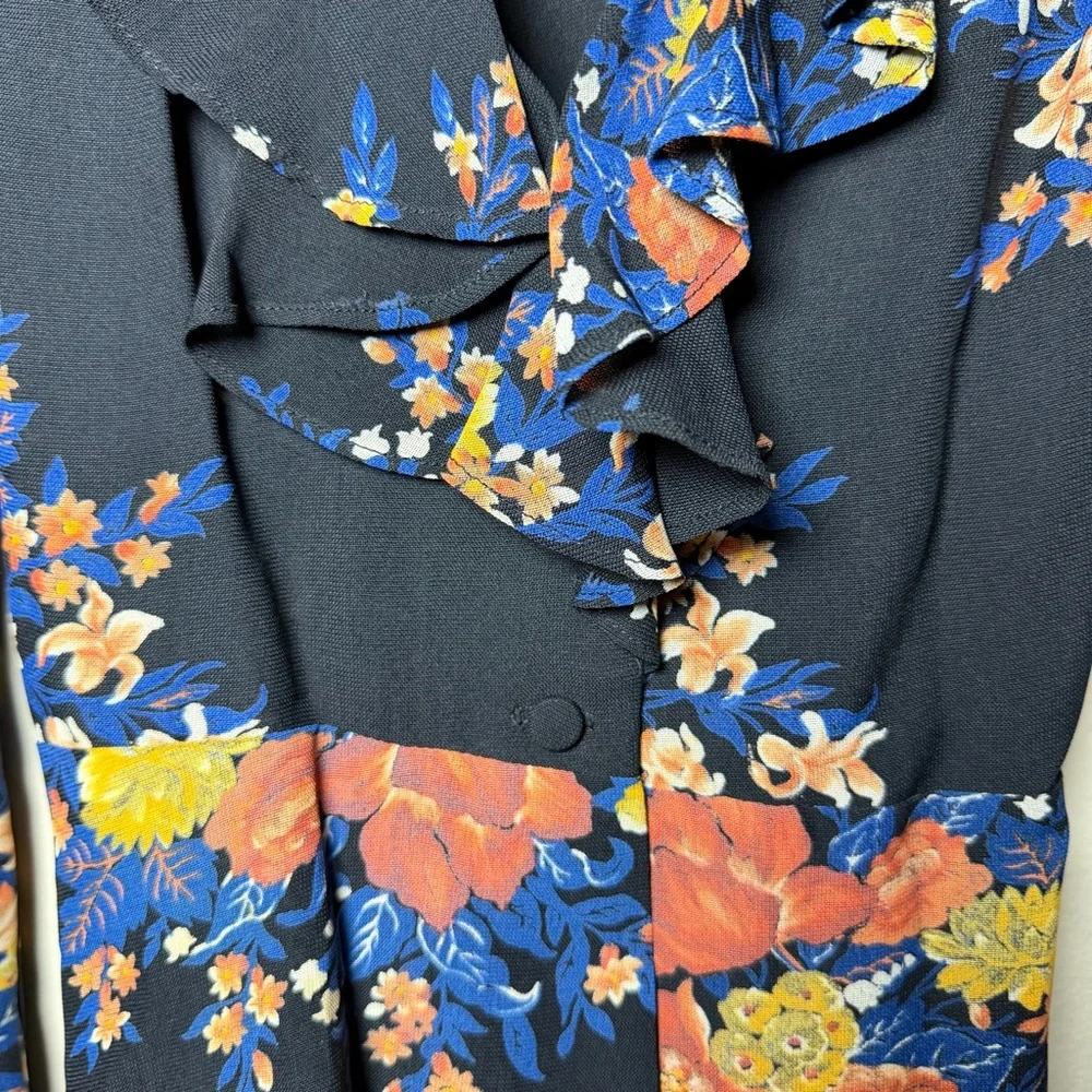 70s Floral Ruffle Top Sundays Child California S Boho Hippie Peplum Vintage - Picture 6 of 13